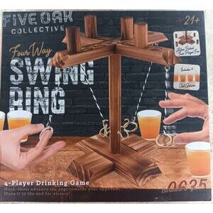 Five Oak 4 Player Swing Ring 5 Piece Table Game NEW SEALED